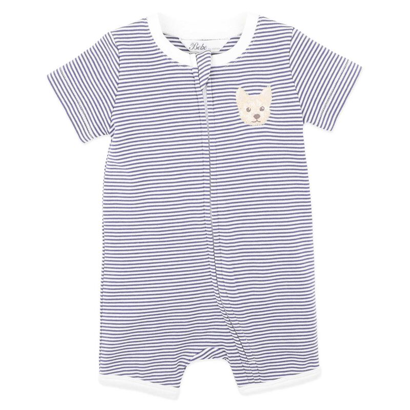 B&eacute;b&eacute; Alexi Stripe SS Zip Romper image number 0
